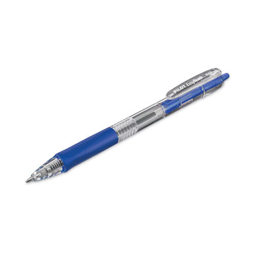 Image of Pilot® Easytouch Ballpoint Pen, Retractable, Fine 0.7 Mm, Blue Ink, Clear Barrel, Dozen