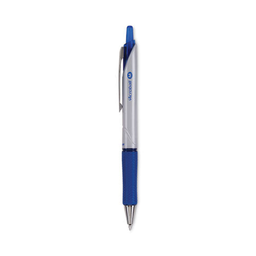 Image of Pilot® Acroball Pro Advanced Ink Hybrid Gel Pen, Retractable, Medium 1 mm, Blue Ink, Silver/Blue Barrel, Dozen