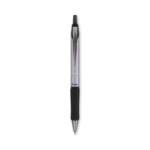Image of Pilot® Acroball Pro Advanced Ink Hybrid Gel Pen, Retractable, Medium 1 mm, Black Ink, Silver/Black Barrel, Dozen