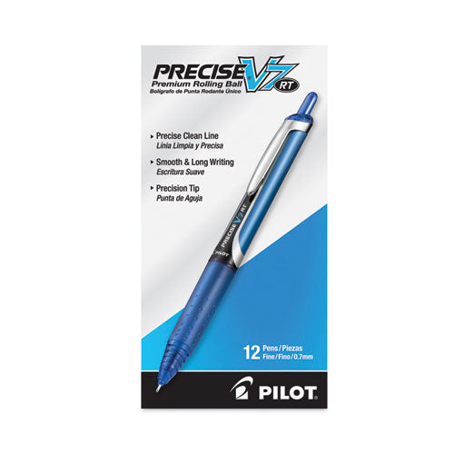 Image of Pilot® Precise V7RT Rollerball Pen, Retractable, Fine 0.7 mm, Blue Ink, Blue Barrel