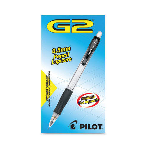Image of Pilot® G2 Mechanical Pencil, 0.7 mm, HB (#2), Black Lead, Clear/Black Barrel, Dozen