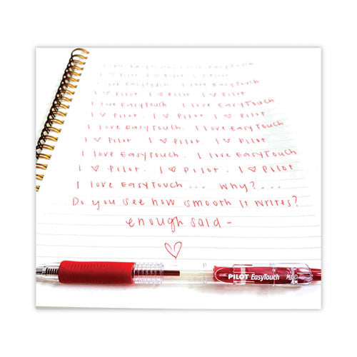 Image of Pilot® Easytouch Ballpoint Pen, Retractable, Fine 0.7 Mm, Red Ink, Clear Barrel, Dozen