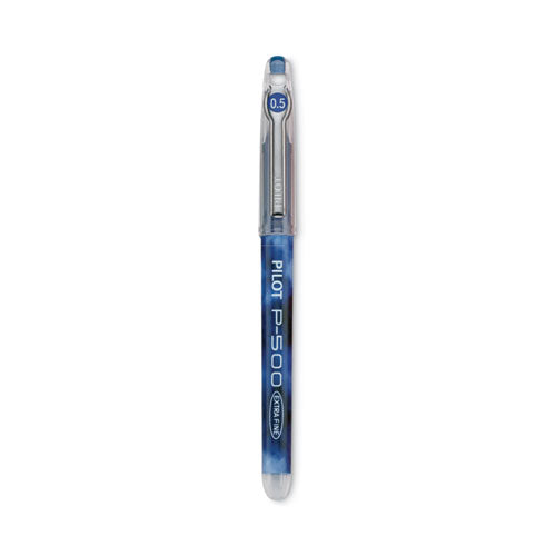Image of Pilot® Precise P-500 Gel Pen, Stick, Extra-Fine 0.5 Mm, Blue Ink, Blue Barrel, Dozen