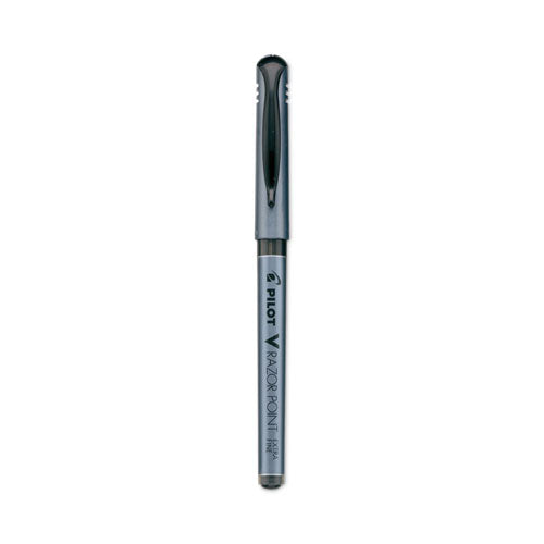 Image of Pilot® V Razor Point Liquid Ink Porous Point Pen, Stick, Extra-Fine 0.5 mm, Black Ink, Gray/Smoke Barrel, Dozen