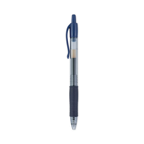 Image of Pilot® G2 Premium Gel Pen, Retractable, Fine 0.7 mm, Navy Blue Ink, Smoke/Blue Barrel, Dozen