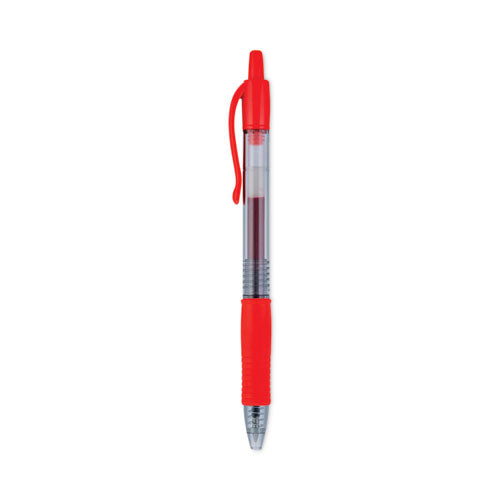 Image of Pilot® G2 Premium Gel Pen, Retractable, Bold 1 mm, Red Ink, Smoke/Red Barrel, Dozen