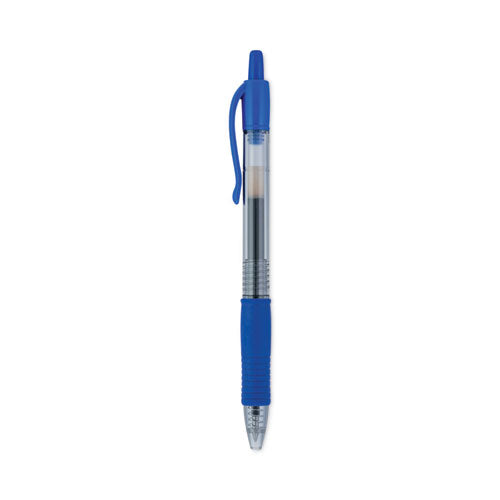 Image of Pilot® G2 Premium Gel Pen Convenience Pack, Retractable, Extra-Fine 0.38 mm, Blue Ink, Smoke/Blue Barrel, Dozen