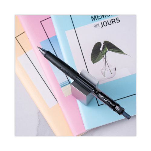 Image of Pilot® G-Knock BeGreen Gel Pen, Retractable, Fine 0.7 mm, Black Ink, Smoke/Black Barrel, Dozen