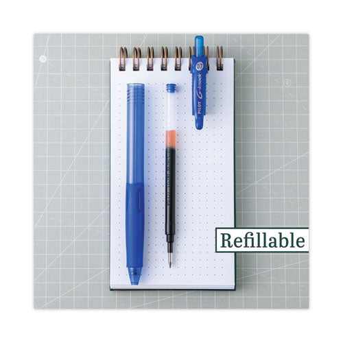 Image of Pilot® G-Knock BeGreen Gel Pen, Retractable, Fine 0.7 mm, Blue Ink, Translucent Blue/Blue Barrel, Dozen