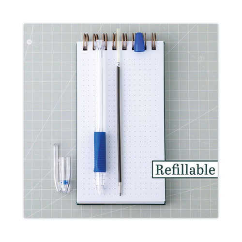 Image of Pilot® EasyTouch Ballpoint Pen, Stick, Fine 0.7 mm, Blue Ink, Clear/Blue Barrel, Dozen