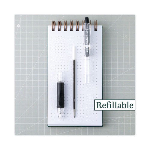 Image of Pilot® Easytouch Ballpoint Pen, Retractable, Fine 0.7 Mm, Black Ink, Clear Barrel, Dozen