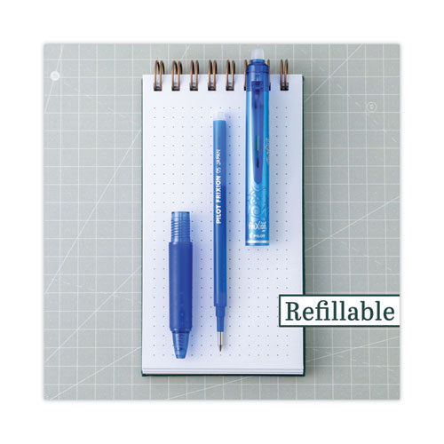 Image of Pilot® Frixion Clicker Erasable Gel Pen, Retractable, Extra-Fine 0.5 Mm, Blue Ink, Blue Barrel, Dozen