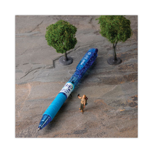 Image of Pilot® B2p Bottle-2-Pen Recycled Ballpoint Pen, Retractable, Fine 0.7 Mm, Black Ink, Translucent Blue Barrel, Dozen