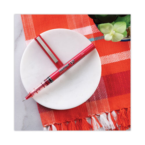 Image of Pilot® Precise V7 Rollerball Pen, Stick, Fine 0.7 mm, Blue Ink, Blue/Clear Barrel, Dozen