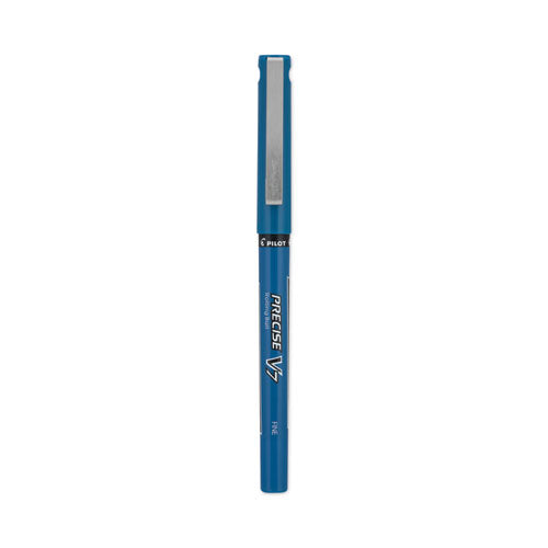 Image of Pilot® Precise V7 Rollerball Pen, Stick, Fine 0.7 mm, Blue Ink, Blue/Clear Barrel, Dozen