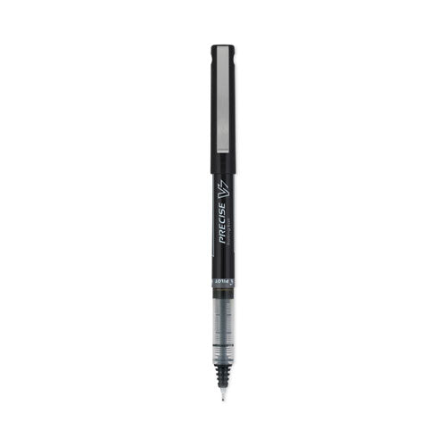 Image of Pilot® Precise V7 Rollerball Pen, Stick, Fine 0.7 mm, Black Ink, Black/Clear Barrel, Dozen