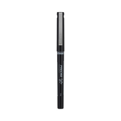 Image of Pilot® Precise V7 Rollerball Pen, Stick, Fine 0.7 mm, Black Ink, Black/Clear Barrel, Dozen