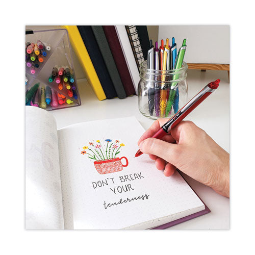 Image of Pilot® Precise V5RT Rollerball Pen, Retractable, Extra-Fine 0.5 mm, Red Ink, Red Barrel