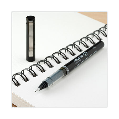 Image of Pilot® Precise V7 Rollerball Pen, Stick, Fine 0.7 mm, Black Ink, Black/Clear Barrel, Dozen