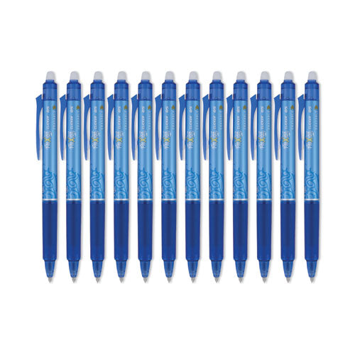 Image of Pilot® Frixion Clicker Erasable Gel Pen, Retractable, Extra-Fine 0.5 Mm, Blue Ink, Blue Barrel, Dozen