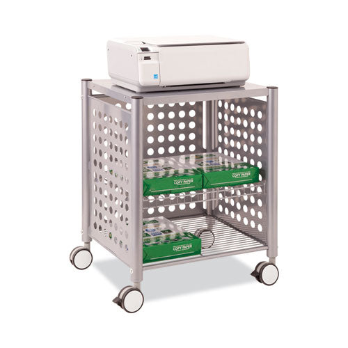 Image of Vertiflex® File Cart with Open Top, Metal, 1 Shelf, 2 Bins, 28.25" x 13.75" x 27.38", Matte Gray