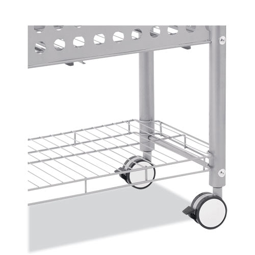 Image of Vertiflex® File Cart with Open Top, Metal, 1 Shelf, 2 Bins, 28.25" x 13.75" x 27.38", Matte Gray