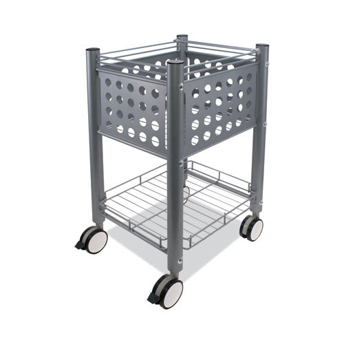 Image of Vertiflex® Sidekick File Cart, Metal, 1 Shelf, 1 Bin, 13.75" x 15.5" x 26.25", Matte Gray