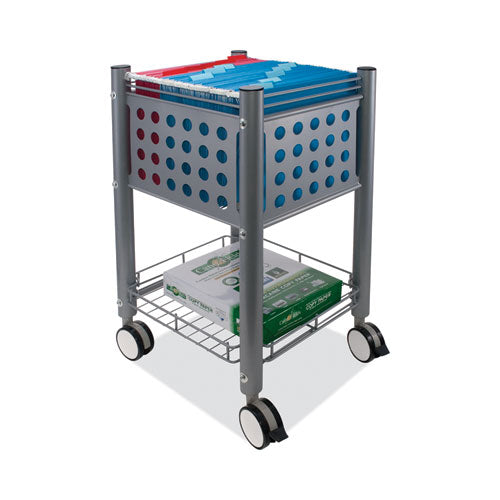 Image of Vertiflex® Sidekick File Cart, Metal, 1 Shelf, 1 Bin, 13.75" x 15.5" x 26.25", Matte Gray