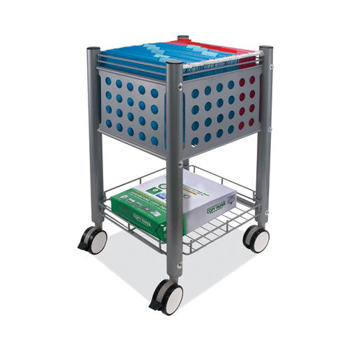 Image of Vertiflex® Sidekick File Cart, Metal, 1 Shelf, 1 Bin, 13.75" x 15.5" x 26.25", Matte Gray