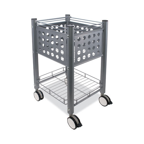 Image of Vertiflex® Sidekick File Cart, Metal, 1 Shelf, 1 Bin, 13.75" x 15.5" x 26.25", Matte Gray