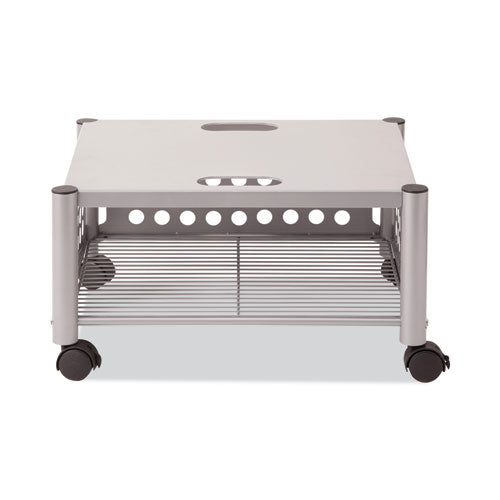 Image of Vertiflex® Underdesk Machine Stand, Metal, 2 Shelves, 90 lb Capacity, 21.5" x 17.88" x 11.5", Matte Gray