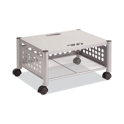 Image of Vertiflex® Underdesk Machine Stand, Metal, 2 Shelves, 90 lb Capacity, 21.5" x 17.88" x 11.5", Matte Gray