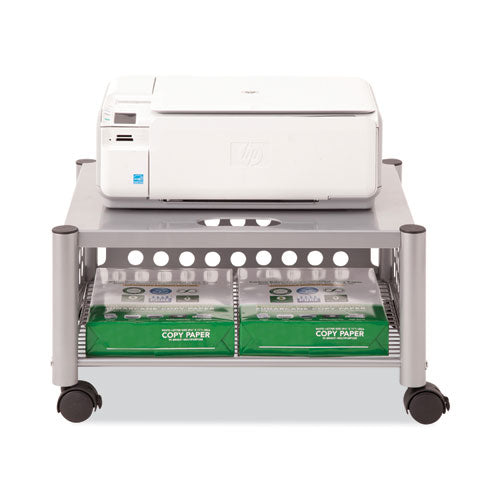 Image of Vertiflex® Underdesk Machine Stand, Metal, 2 Shelves, 90 lb Capacity, 21.5" x 17.88" x 11.5", Matte Gray