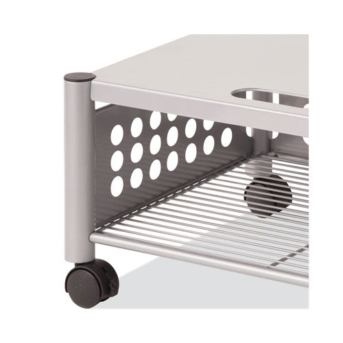 Image of Vertiflex® Underdesk Machine Stand, Metal, 2 Shelves, 90 lb Capacity, 21.5" x 17.88" x 11.5", Matte Gray