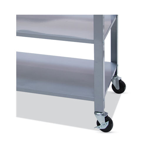 Image of Vertiflex® Countertop Serving Cart, Wood, 3 Shelves, 3 Drawers, 35.5" x 19.75" x 34.25", Oak/Gray