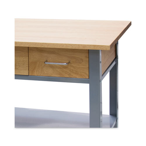 Image of Vertiflex® Countertop Serving Cart, Wood, 3 Shelves, 3 Drawers, 35.5" x 19.75" x 34.25", Oak/Gray