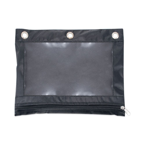 Image of Advantus Binder Pencil Pouch, 3-Hole Punched, 10" x 7.38", Black/Clear, 3/Pack