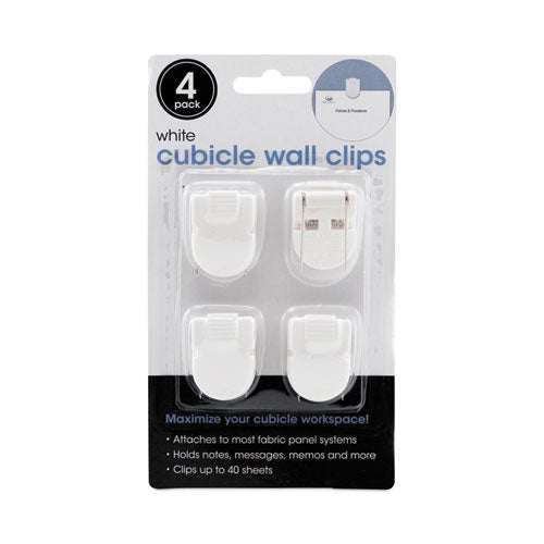 Image of Advantus Wall Clips for Fabric Panels, 40 Sheet Capacity, White, 4/Pack