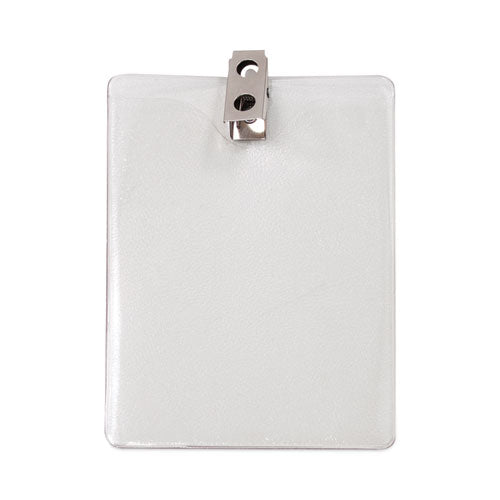 Image of Advantus ID Badge Holders with Clip, Vertical, Clear 3.38" x 4.25" Holder, 3.13" x 3.75" Insert, 50/Pack