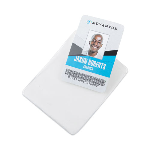Image of Advantus ID Badge Holders with Clip, Vertical, Clear 3.38" x 4.25" Holder, 3.13" x 3.75" Insert, 50/Pack