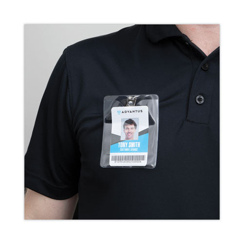 Image of Advantus ID Badge Holders with Clip, Vertical, Clear 3.38" x 4.25" Holder, 3.13" x 3.75" Insert, 50/Pack