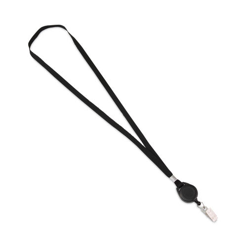 Image of Advantus Lanyards with Retractable ID Reels, Metal Clip Fastener, 34" Long, Black, 12/Pack