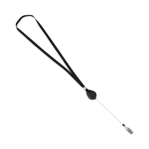 Image of Advantus Lanyards with Retractable ID Reels, Metal Clip Fastener, 34" Long, Black, 12/Pack