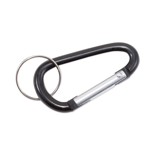 Image of Advantus Carabiner Key Chains, (10) 1" x 2" Black Carabiners, (10) 1" dia Silver Key Rings, Aluminum