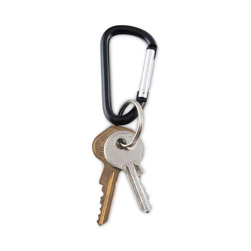 Image of Advantus Carabiner Key Chains, (10) 1" x 2" Black Carabiners, (10) 1" dia Silver Key Rings, Aluminum