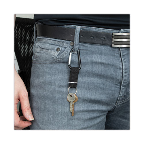 Image of Advantus Carabiner Key Chains, Split Key Rings, Aluminum, Black, 10/pack
