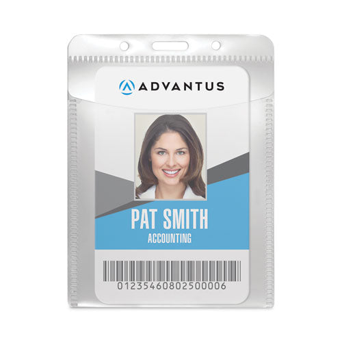Image of Advantus PVC-Free Badge Holders, Vertical, Clear 3.5" x 5.13" Holder, 3.13" x 4.5" Insert, 50/Pack