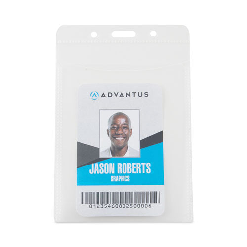Image of Advantus PVC-Free Badge Holders, Vertical, Clear 3.5" x 5.13" Holder, 3.13" x 4.5" Insert, 50/Pack