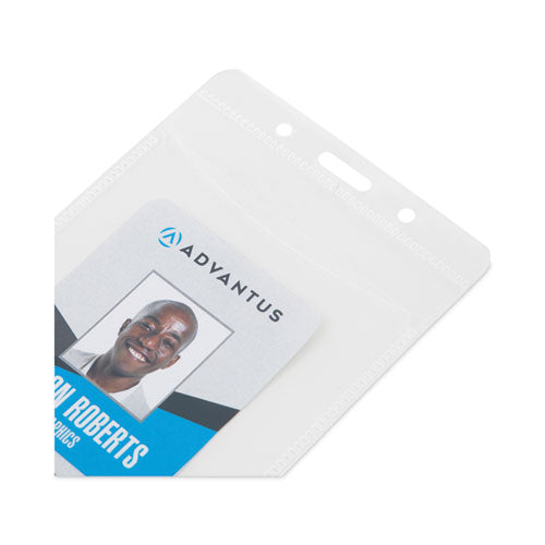 Image of Advantus PVC-Free Badge Holders, Vertical, Clear 3.5" x 5.13" Holder, 3.13" x 4.5" Insert, 50/Pack