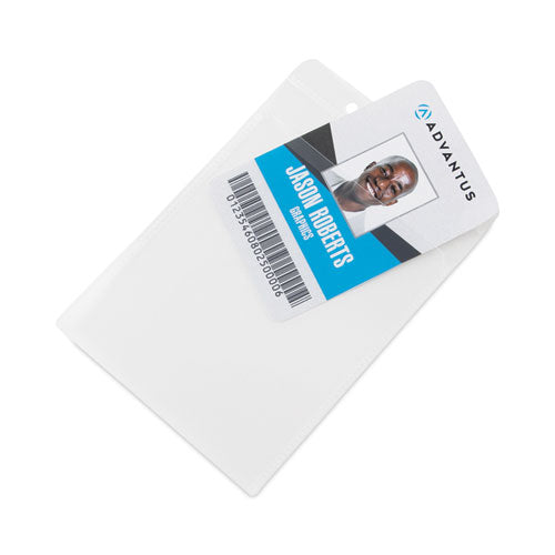Image of Advantus PVC-Free Badge Holders, Vertical, Clear 3.5" x 5.13" Holder, 3.13" x 4.5" Insert, 50/Pack